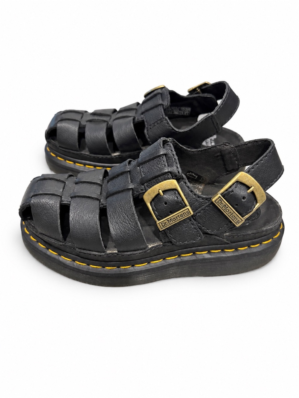 Dr. Martens Wrenlie Black Leather Fisherman Platform Sandals Women’s 7